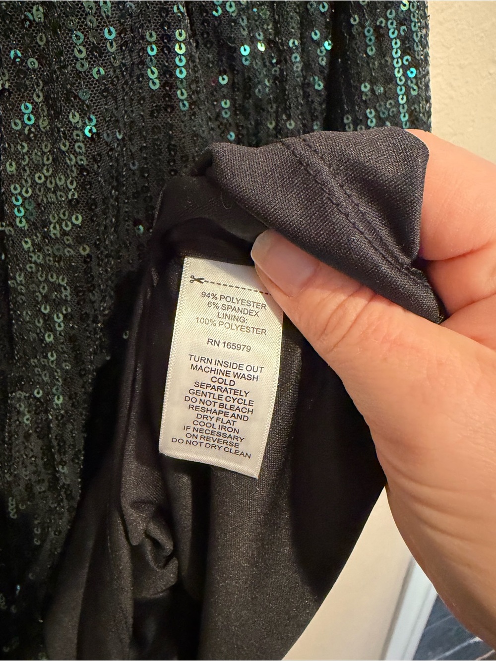Cable & Gauge NWT Dark Green Sequin Party Dress, V-Neck w/ Long Sleeves, XL - Picture 4 of 11
